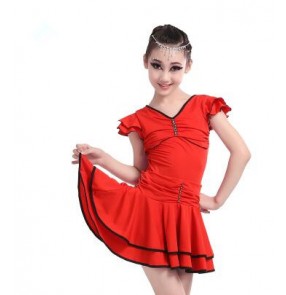 Yellow gold blue red colored girls kids child children competition performance professional latin salsa cha cha dance dresses
